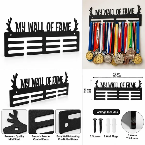 8eenplus_Medal_Display_Hanger_My_Wall_Of_Fame_3_Tier_Metal_Medal_Holder_Wall_Mount_Black_Sports_Medal_Display_For_Kids_Athletes_Sportsperson_Home_Wall_Decor_Gift