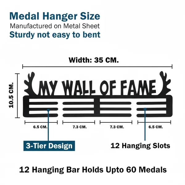 8eenplus_Medal_Display_Hanger_My_Wall_Of_Fame_3_Tier_Metal_Medal_Holder_Wall_Mount_Black_Sports_Medal_Display_For_Kids_Athletes_Sportsperson_Home_Wall_Decor_Gift