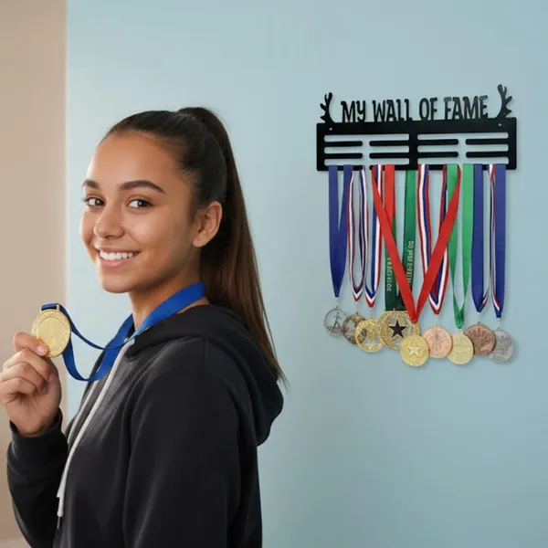 8eenplus_Medal_Display_Hanger_My_Wall_Of_Fame_3_Tier_Metal_Medal_Holder_Wall_Mount_Black_Sports_Medal_Display_For_Kids_Athletes_Sportsperson_Home_Wall_Decor_Gift