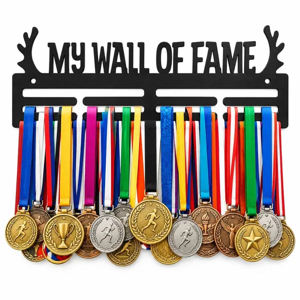 8eenplus_Medal_Display_Hanger_My_Wall_Of_Fame_3_Tier_Metal_Medal_Holder_Wall_Mount_Black_Sports_Medal_Display_For_Kids_Athletes_Sportsperson_Home_Wall_Decor_Gift