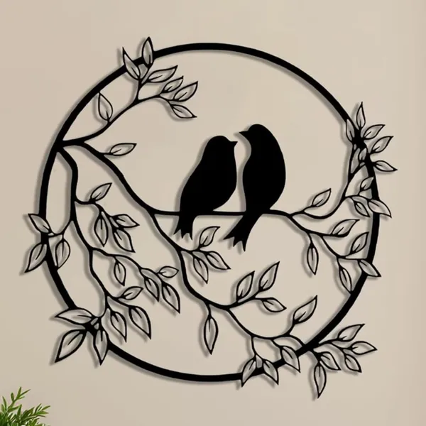 Metal_Crest_Wall_Art_With_Bird_Couple_On_Tree_Branch_3d_Floating_Effect_Black_Silhouette_Design_Laser_Cut_Leaves_Home_Decor_For_Living_Room_And_Bedroom_40l_X_40w_Cm_40l_X_40w_Cm