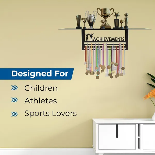 Achievements_Trophy_Medal_Display_Shelf_Wall_Mounted_Metal_Hanger_Rack_With_Top_Shelf_Holds_Up_To_8_Trophies_30_Medals_Powder_Coated_Sports_Award_Organizer_For_Kids_Athletes_Black