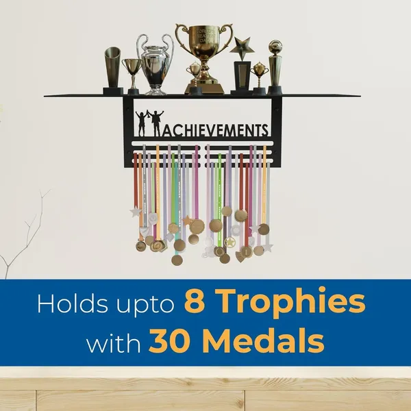 Achievements_Trophy_Medal_Display_Shelf_Wall_Mounted_Metal_Hanger_Rack_With_Top_Shelf_Holds_Up_To_8_Trophies_30_Medals_Powder_Coated_Sports_Award_Organizer_For_Kids_Athletes_Black