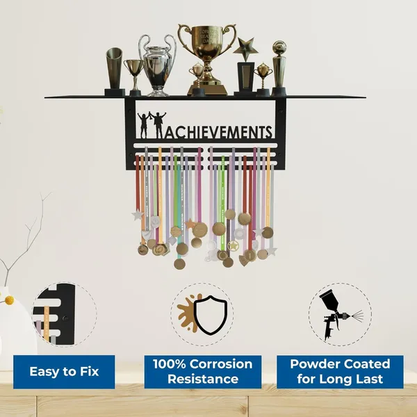 Achievements_Trophy_Medal_Display_Shelf_Wall_Mounted_Metal_Hanger_Rack_With_Top_Shelf_Holds_Up_To_8_Trophies_30_Medals_Powder_Coated_Sports_Award_Organizer_For_Kids_Athletes_Black