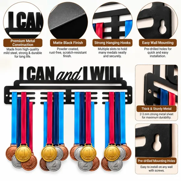I_Can_And_I_Will_Medal_Hanger_Wall_Mount_Black