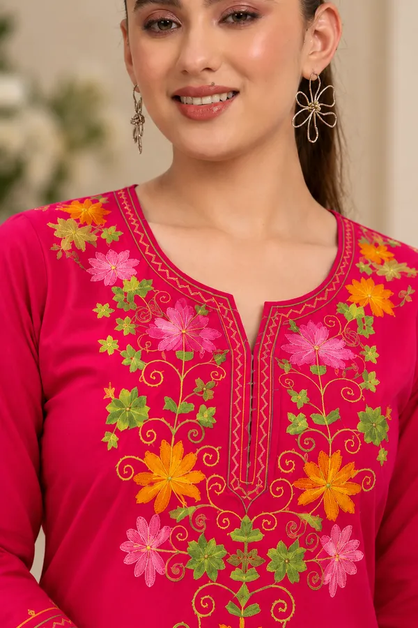 Pink_Viscose_Rayon_Straight_Short_Kurta_For_Women