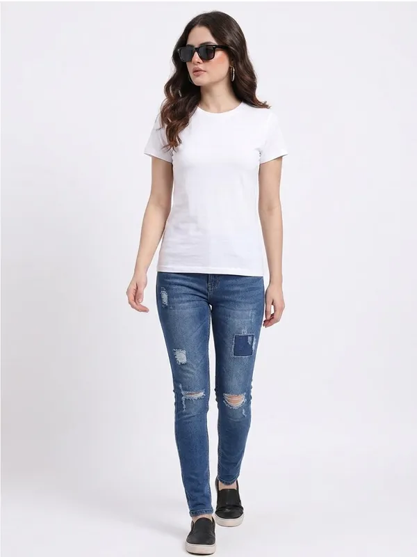 White_Cotton_Regular_Fit_T-Shirt_For_Women