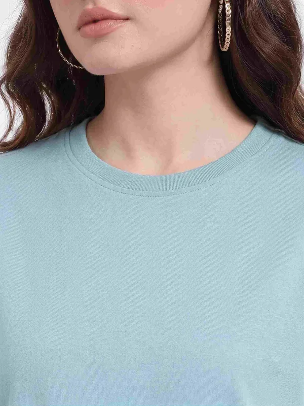Light_Blue_Cotton_Regular_Fit_T-Shirt_For_Women