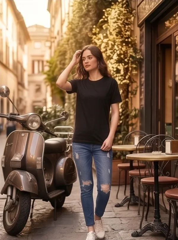 Black_Cotton_Regular_Fit_Crew_Neck_T-Shirt_For_Women