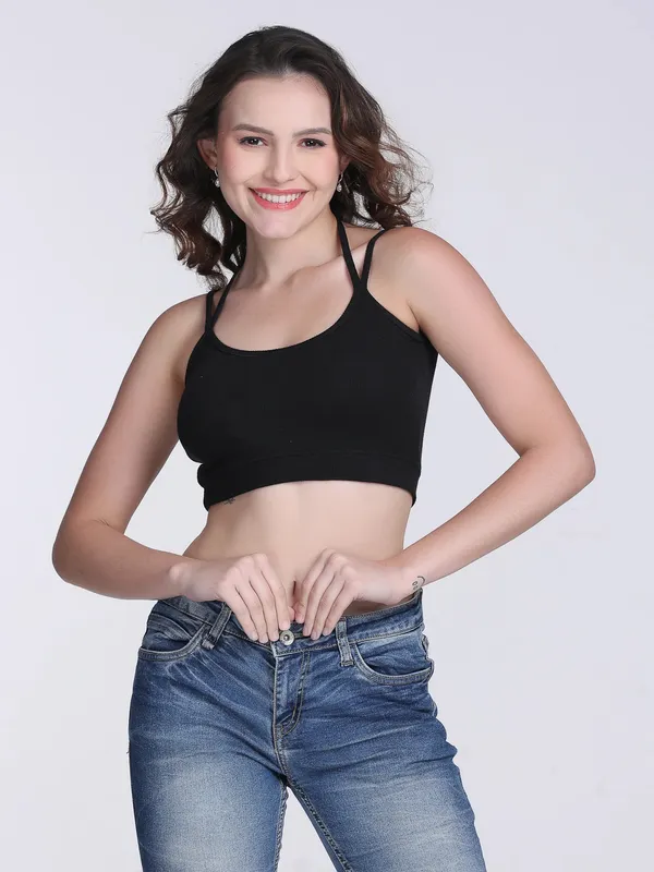 Black_Rib_Fitted_Bralette_Crop_Top_For_Women