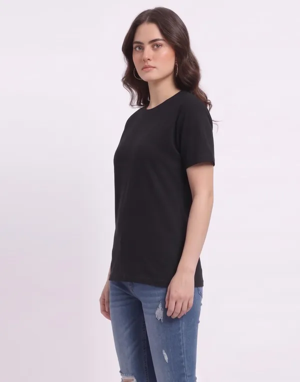 Black_Cotton_Regular_Fit_Crew_Neck_T-Shirt_For_Women