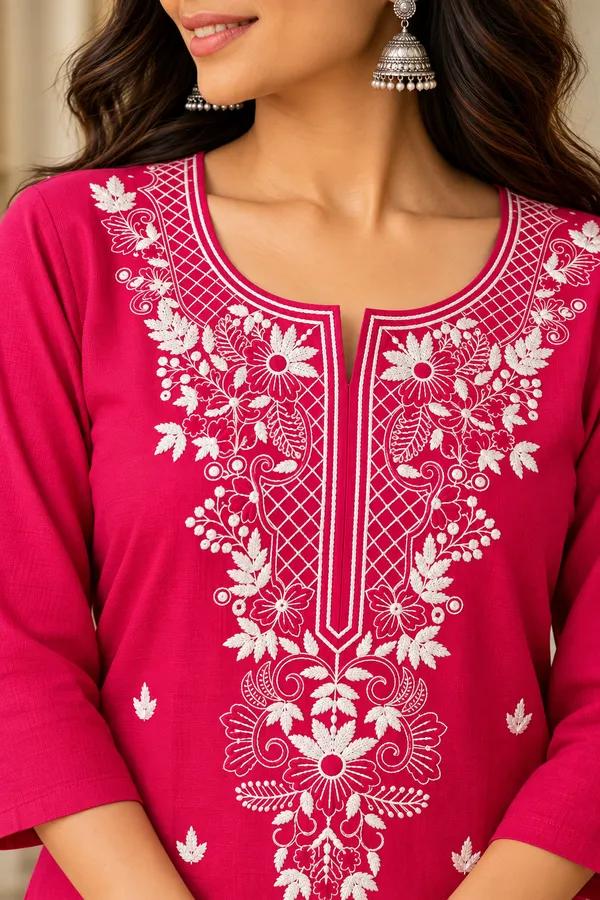 Pink_Viscose_Rayon_Straight_Short_Kurta_For_Women