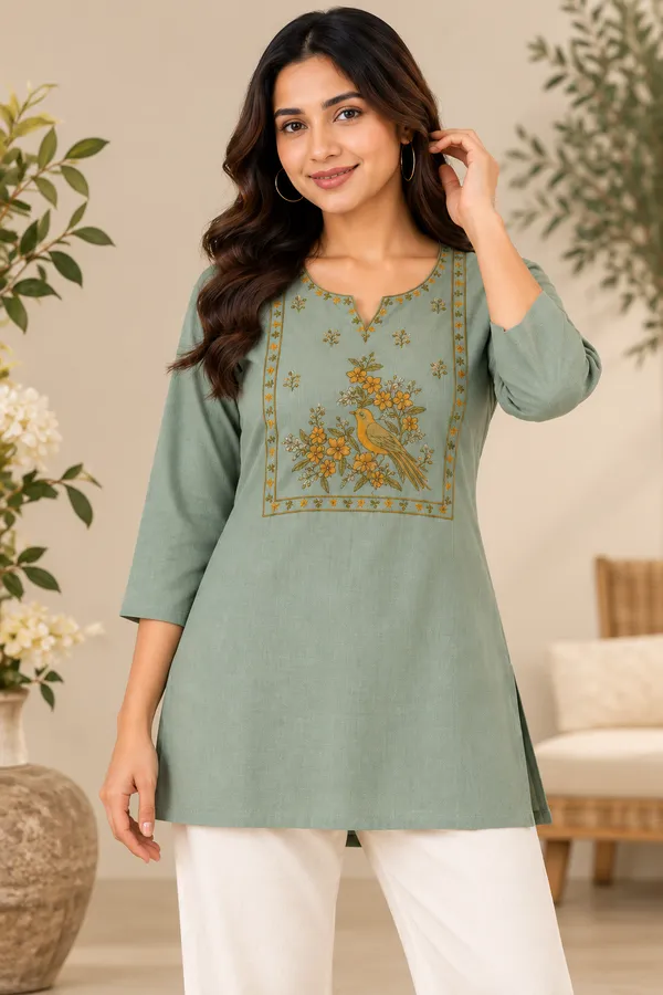 Green_Viscose_Rayon_Straight_Floral_Print_Kurta_For_Women