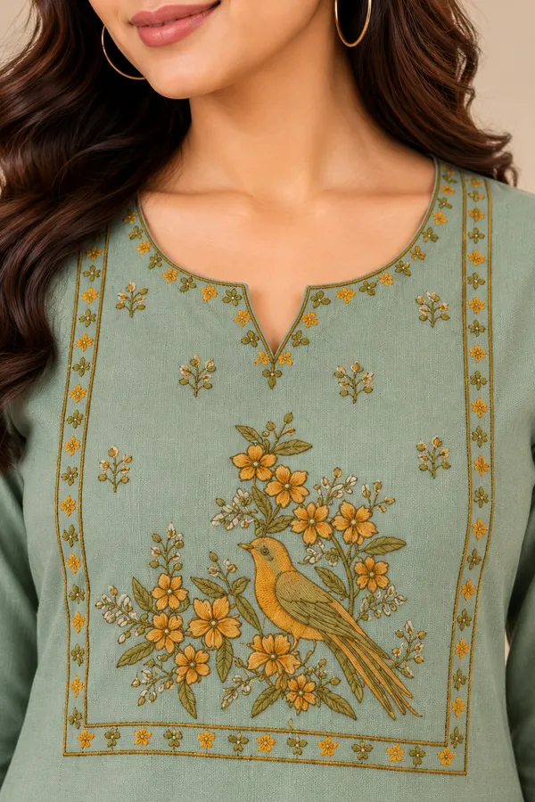 Green_Viscose_Rayon_Straight_Floral_Print_Kurta_For_Women