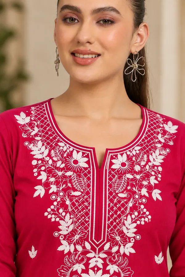 Pink_Viscose_Rayon_Straight_Short_Kurta_For_Women