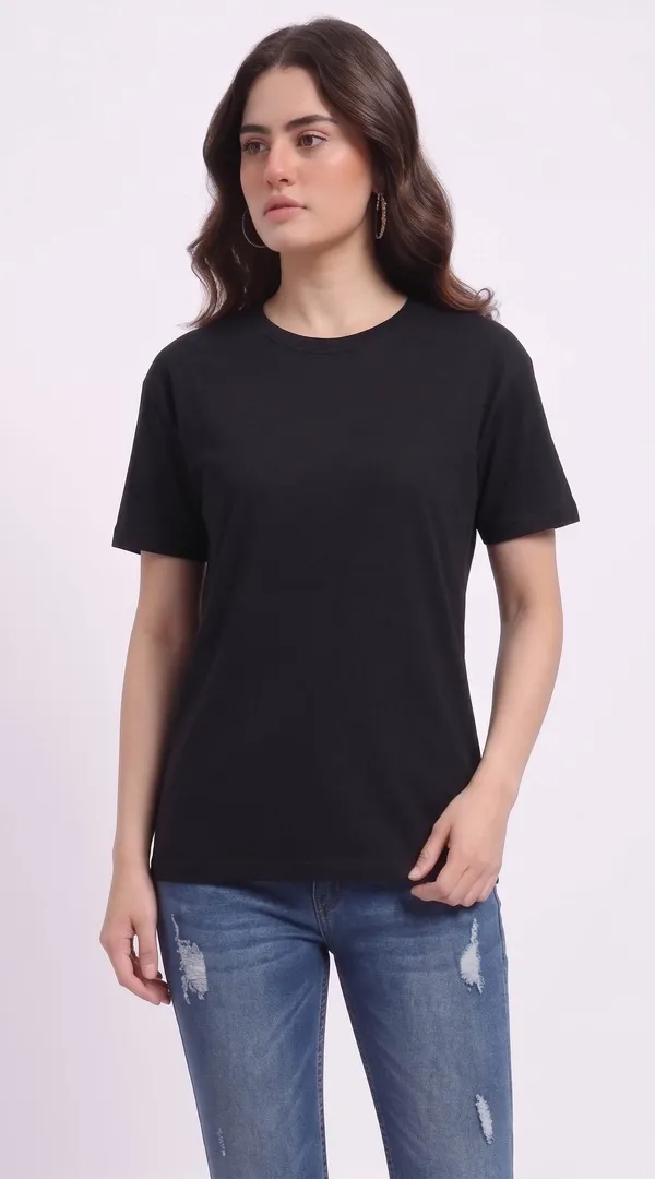 Black_Cotton_Regular_Fit_Crew_Neck_T-Shirt_For_Women