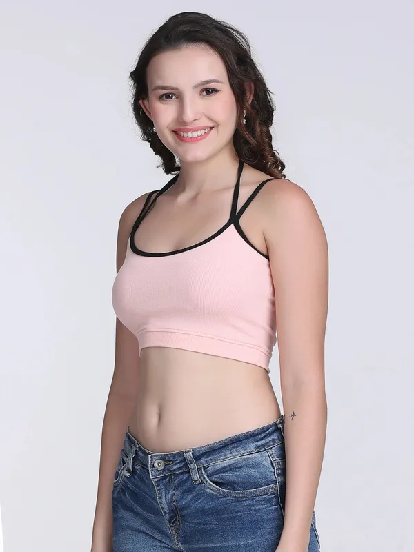 Pink_Rib_Fitted_Contrast_Strap_Crop_Top_For_Women