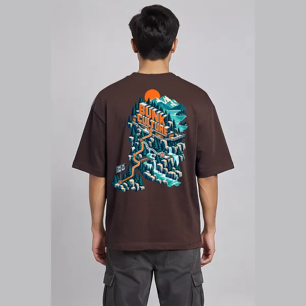 Long_Way_Brown_Cotton_Oversized_Graphic_T-Shirt_For_Men
