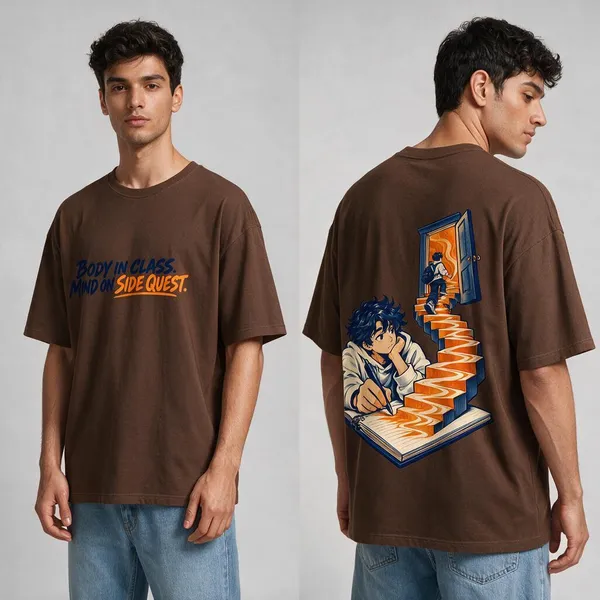 Side_Quest_Brown_Cotton_Oversized_Printed_T-Shirt_For_Men