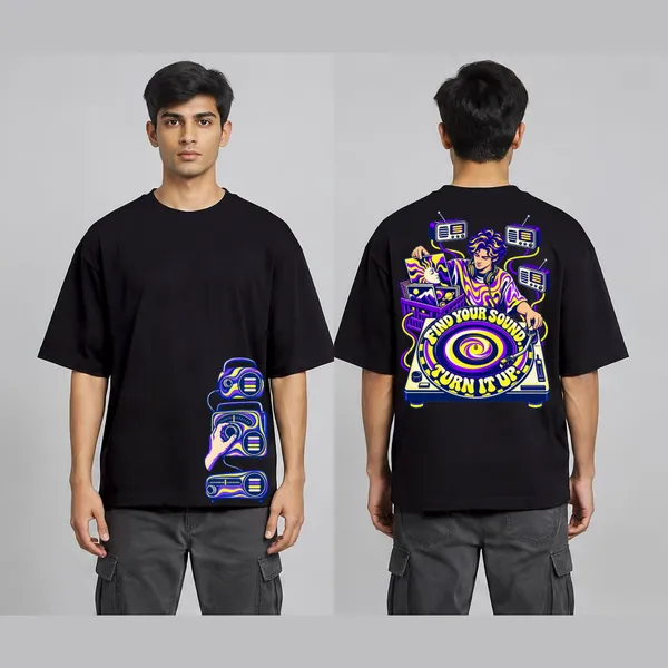 Find_Your_Sound_Black_Cotton_Oversized_Graphic_T-Shirt_For_Men