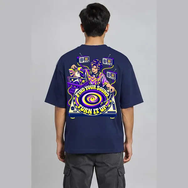 Turn_It_Up_Navy_Blue_Cotton_Oversized_Graphic_T-Shirt_For_Men