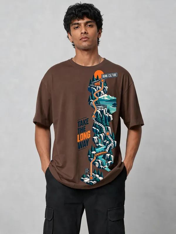 Brown_Cotton_Oversized_Graphic_T-Shirt_For_Men