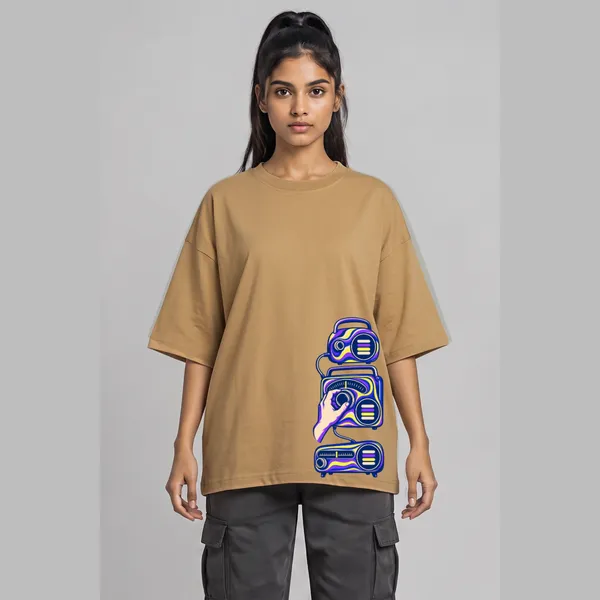 Find_Your_Sound_Beige_Cotton_Oversized_Graphic_T-Shirt_For_Women