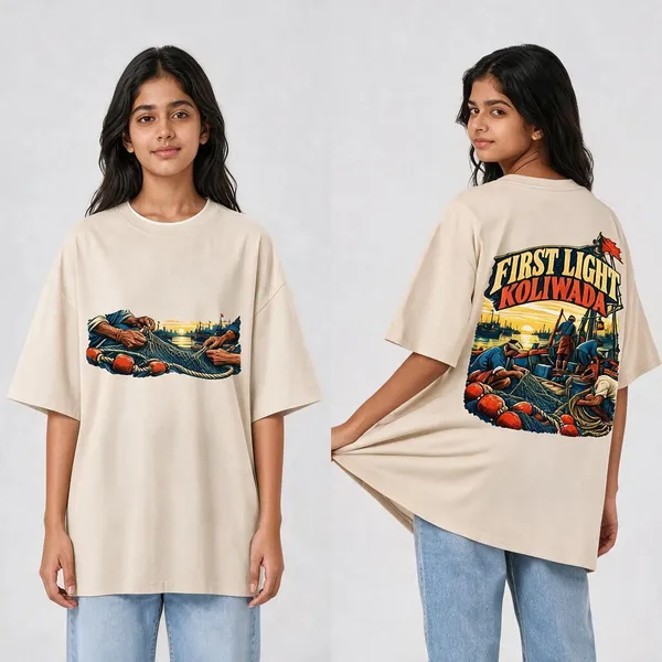 Koliwada_Beige_Cotton_Oversized_Graphic_T-Shirt_For_Women