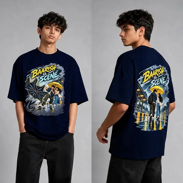 Baarish_Navy_Cotton_Oversized_Graphic_T-Shirt_For_Men