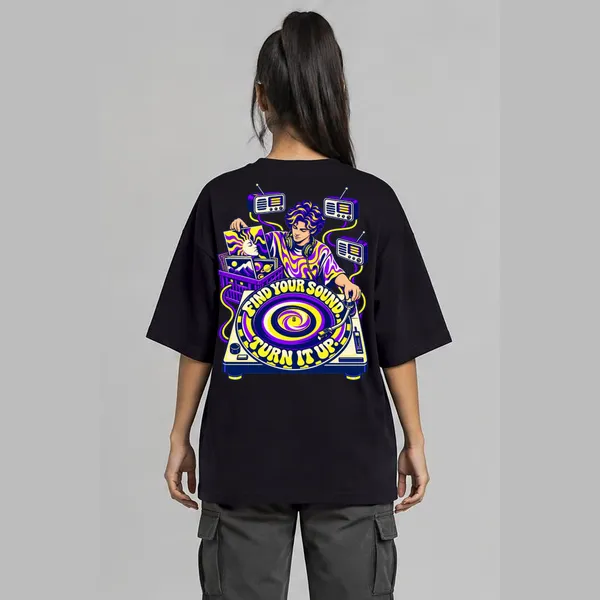 Find_Your_Sound_Black_Cotton_Oversized_Graphic_T-Shirt_For_Women