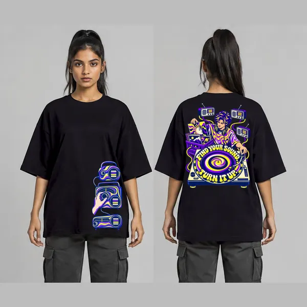 Find_Your_Sound_Black_Cotton_Oversized_Graphic_T-Shirt_For_Women