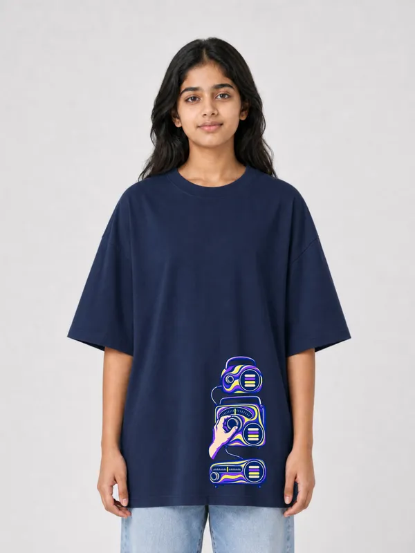 Navy_Blue_Cotton_Oversized_Graphic_T-Shirt_For_Unisex