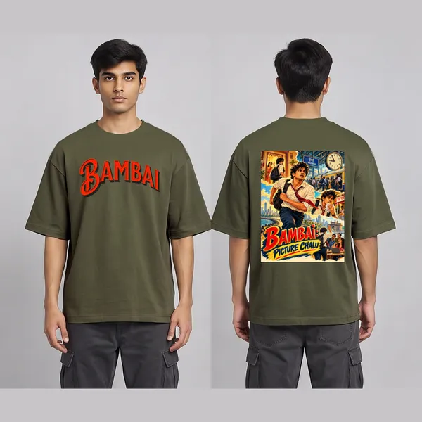 Bambai_Olive_Green_Cotton_Oversized_Graphic_T-Shirt_For_Men
