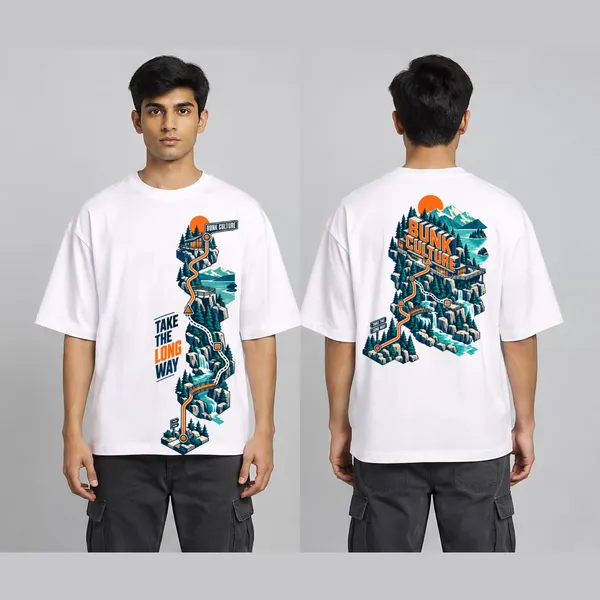 Long_Way_White_Cotton_Oversized_Graphic_T-Shirt_For_Men