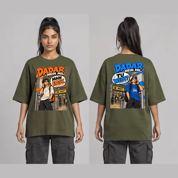 Dadar_Olive_Green_Cotton_Oversized_Graphic_T-Shirt_For_Unisex