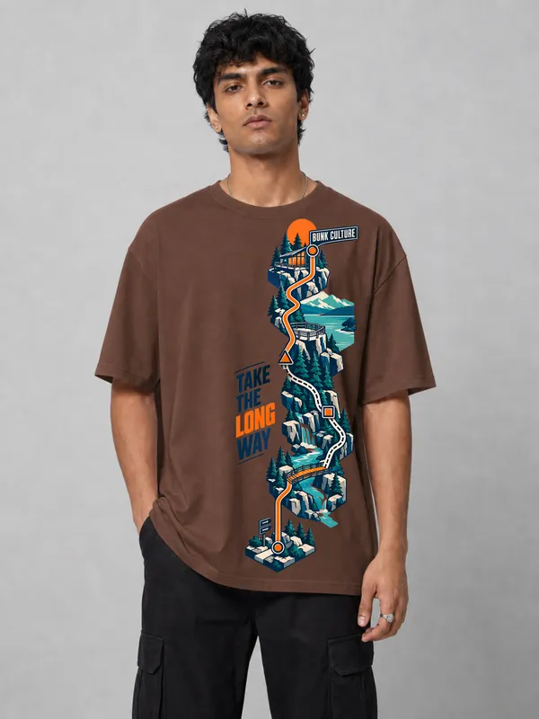 Brown_Cotton_Oversized_Graphic_T-Shirt_For_Men