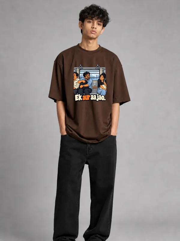 Brown_Cotton_Oversized_Graphic_T-Shirt_For_Men