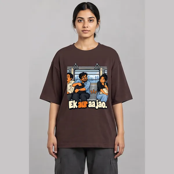 Ek_Aur_Brown_Cotton_Oversized_Graphic_T-Shirt_For_Women