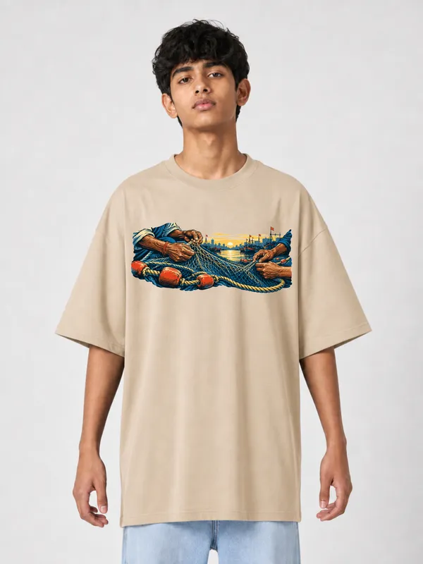 Beige_Cotton_Oversized_Graphic_T-Shirt_For_Men