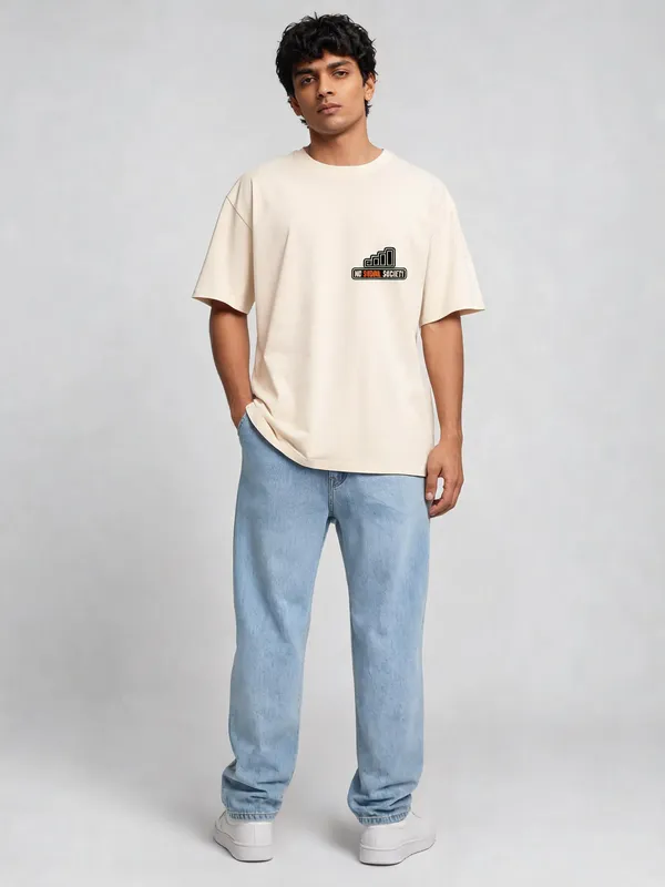 Cream_Cotton_Oversized_Graphic_T-Shirt_For_Men