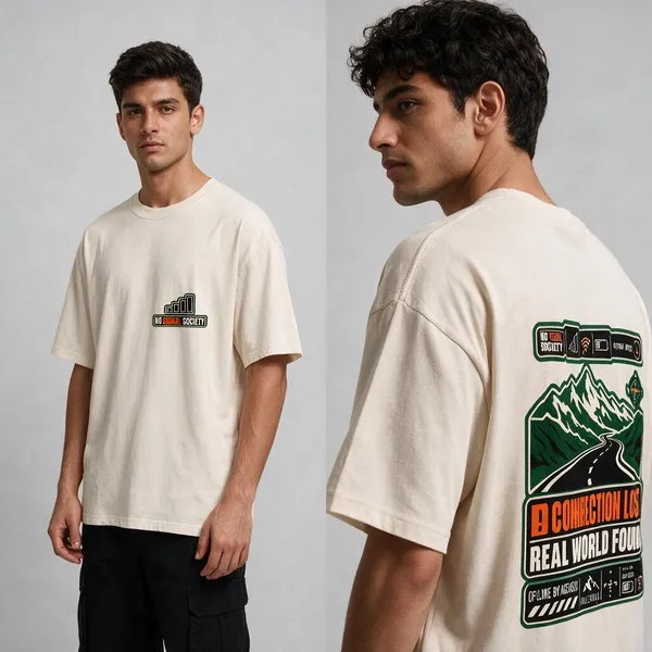 No_Signal_Cream_Cotton_Oversized_Graphic_T-Shirt_For_Men