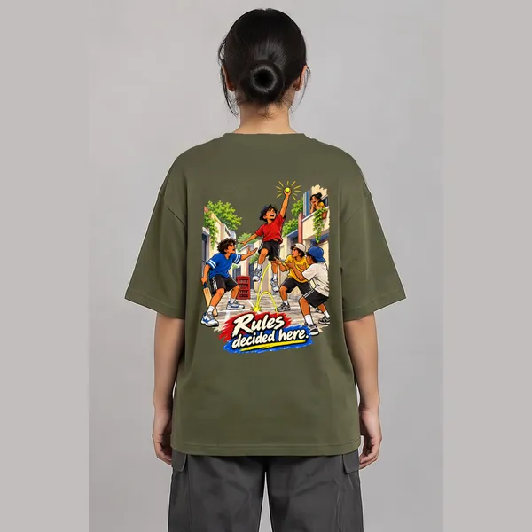 Cricket_Olive_Green_Cotton_Oversized_Graphic_T-Shirt_For_Unisex