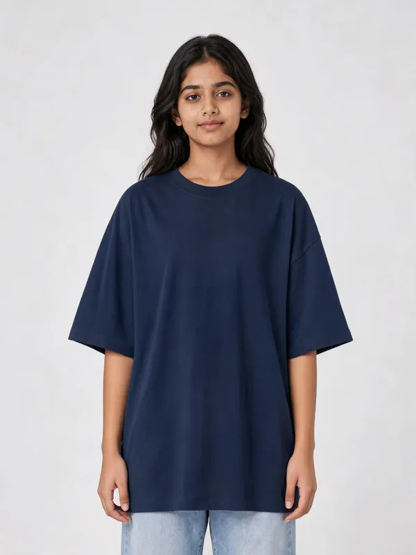 Navy_Blue_Cotton_Oversized_Graphic_T-Shirt_For_Women