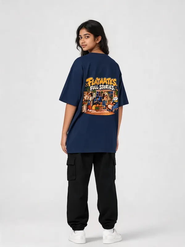Navy_Blue_Cotton_Oversized_Graphic_T-Shirt_For_Women