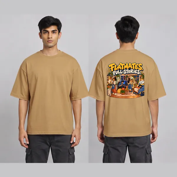 Flatmate_Beige_Cotton_Oversized_Graphic_T-Shirt_For_Men