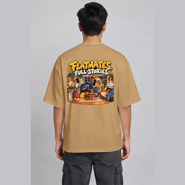 Flatmate_Beige_Cotton_Oversized_Graphic_T-Shirt_For_Men