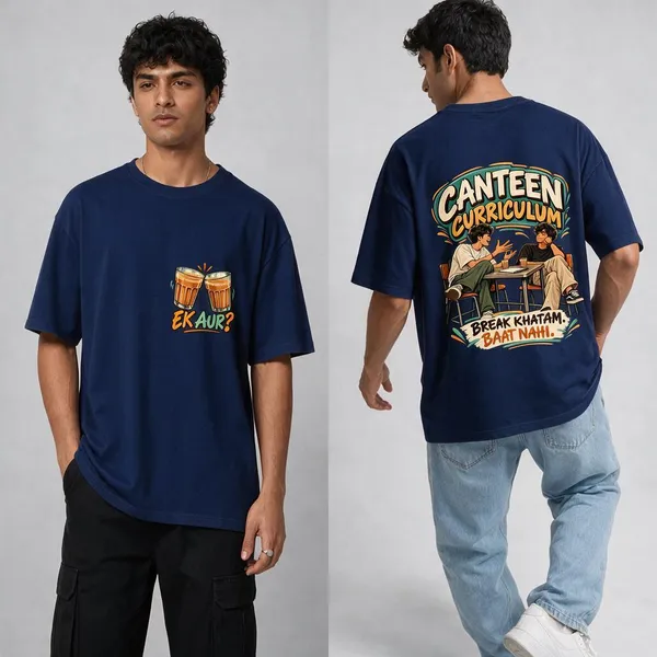 Canteen_Navy_Blue_Cotton_Oversized_Graphic_T-Shirt_For_Men