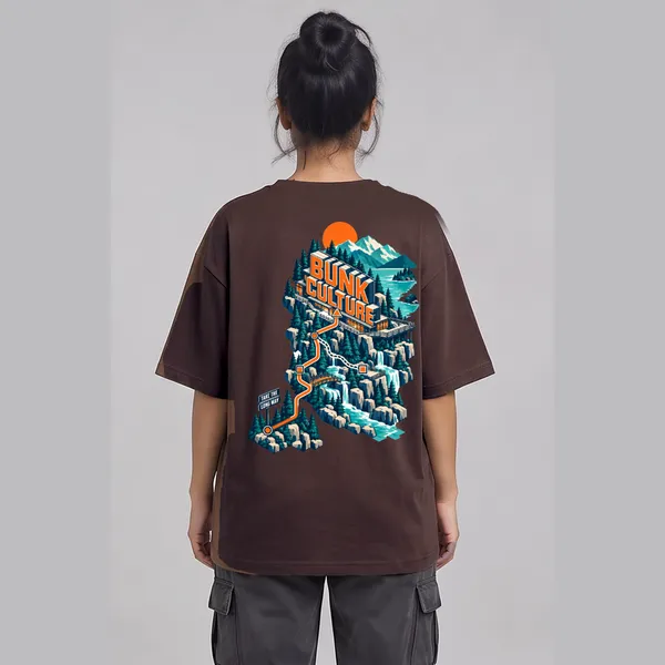 Long_Way_Brown_Cotton_Oversized_Graphic_T-Shirt_For_Women