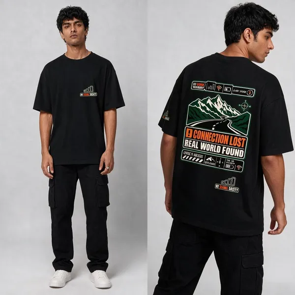 No_Signal_Black_Cotton_Oversized_Graphic_T-Shirt_For_Men