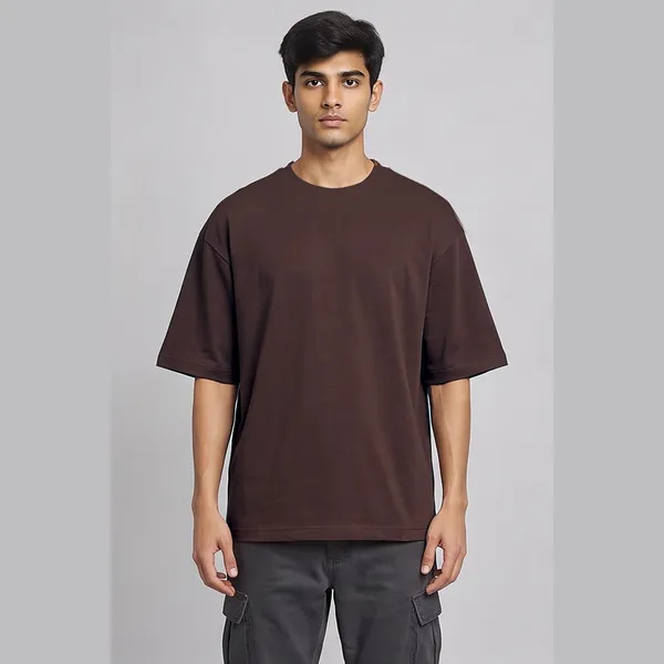 Flatmate_Brown_Cotton_Oversized_Graphic_T-Shirt_For_Men
